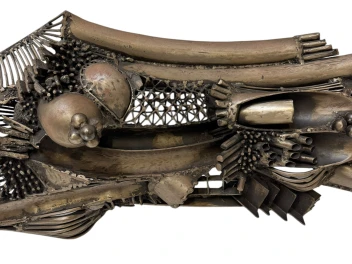 Brutalist Patinated Metal Abstract Sculpture by Frans de Boer Lichtveld, 1964